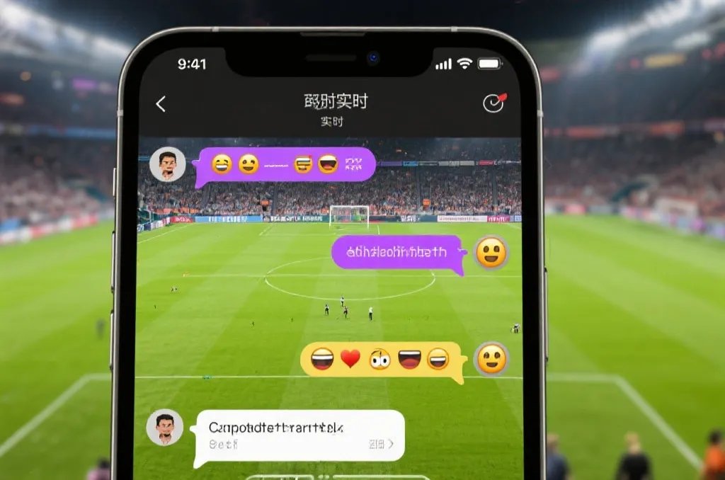 手机屏幕显示直播与聊天，充满表情包和弹幕